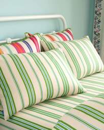 SR Sophie Stripe Fitted Sheet Green - Sophie Robinson - Size: DOUBLE - thumbnail 2