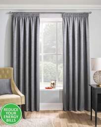 Matrix Pencil Pleat Thermal Curtain Grey - Enhanced Living - Size: 117 x 183cm - thumbnail 3
