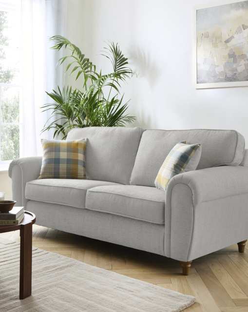 Edgar Fabric 3 Seater Sofa Silver - image 1