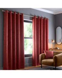 Strata Eyelet Curtains Terracotta - Fusion - Size: 117 x 183cm - thumbnail 1