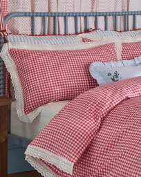 CK Painted Gingham Lace Duvet Set RED RED - Cath Kidston - Size: DOUBLE - thumbnail 2