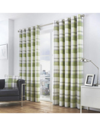 Balmoral Check Eyelet Curtains Green - Fusion - Size: 168 x 229cm
