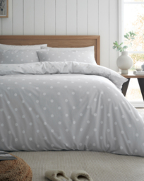 CL Brushed Polka Dot Duvet Set GRY Grey - Catherine Lansfield - Size: DOUBLE