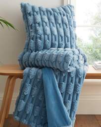 Bianca Carved Faux Fur Throw Blue - Bianca - Size: 150X200 - thumbnail 4