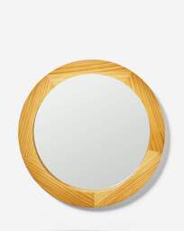 Pine Wood Round Wall Mirror Natural - JD Williams - thumbnail 2