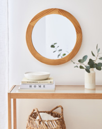Pine Wood Round Wall Mirror Natural - JD Williams