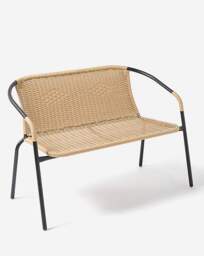 Rattan Bench Natural/Black - JD Williams - thumbnail 2