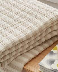 Bianca Cotton Muslin Stripe Throw Natural - Bianca - Size: 150X200 - thumbnail 4