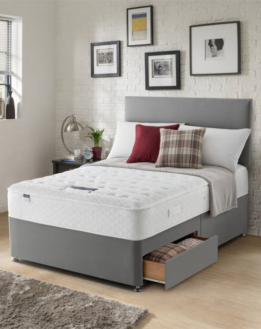 Silentnight Miracoil 2 Drawer Divan Grey - Silentnight - Size: SINGLE - image 1