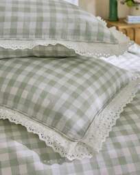 CK Painted Gingham Lace Duvet Set GRN Green - Cath Kidston - Size: KING - thumbnail 3