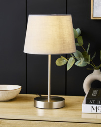 Owen Grey and Chrome Table Lamp Grey - JD Williams