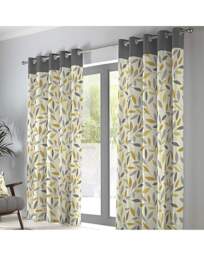 Fusion Beechwood Eyelet Curtains Ochre - Fusion - Size: 117 x 137cm - thumbnail 3