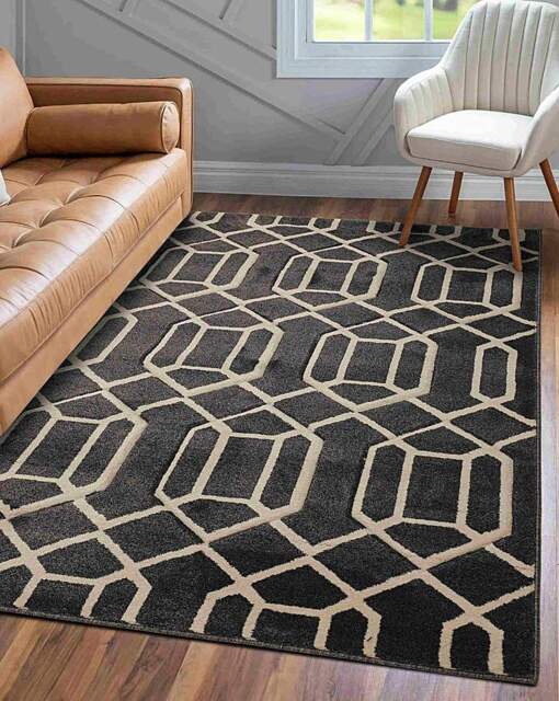Newport Lattice Geometric Rug Charcoal - Homemaker - Size: 120X170 - image 1