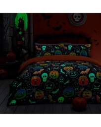 Kids Scary Pumpkins Duvet Set Black Black - Bedlam - Size: SINGLE - thumbnail 2