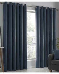 Strata Eyelet Curtains Navy - Fusion - Size: 229 x 183cm - thumbnail 1
