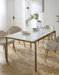 Thea Marble Effect Dining Table Gold - JD Williams
