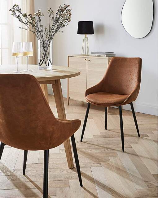 Etta Faux Leather Pair of Dining Chairs Brown - JD Williams - image 1