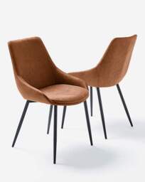 Etta Faux Leather Pair of Dining Chairs Brown - JD Williams - thumbnail 2