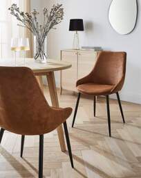 Etta Faux Leather Pair of Dining Chairs Brown - JD Williams - thumbnail 1