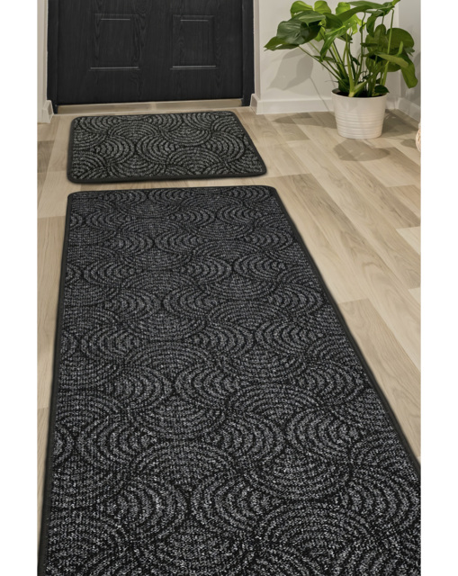 Geo Utility Runner & Doormat Set Anthracite - Homemaker - Size: 57X180 - image 1