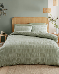 Catherine Lansfield Seersucker Duvet Set Sage - Catherine Lansfield - Size: SINGLE - thumbnail 1