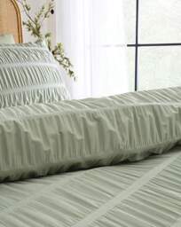 Catherine Lansfield Seersucker Duvet Set Sage - Catherine Lansfield - Size: SINGLE - thumbnail 4