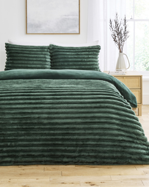 Oakley Fleece Duvet Cover Set Forest Green - JD Williams - Size: S KING - image 1
