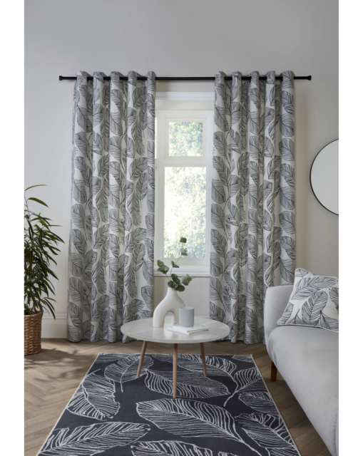 Fusion Matteo Eyelet Curtains Black - Dreams & Drapes - Size: 167 x 182cm - image 1