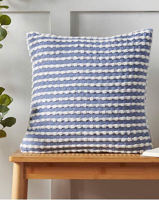 Catherine Lansfield Stab Stitch Cushion Blue - Catherine Lansfield - Size: 43X43CM - image 1