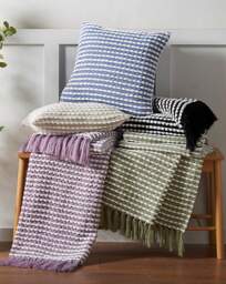 Catherine Lansfield Stab Stitch Cushion Blue - Catherine Lansfield - Size: 43X43CM - thumbnail 4