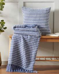 Catherine Lansfield Stab Stitch Cushion Blue - Catherine Lansfield - Size: 43X43CM - thumbnail 3