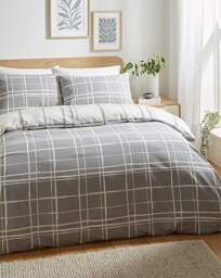 Wilson Charcoal Check Duvet Cover Set Charcoal - At Home Collection - Size: SINGLE - thumbnail 1
