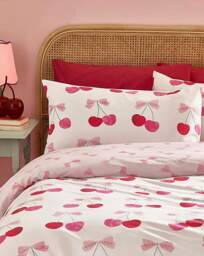 Catherine Lansfield Cherries Duvet Set Pink - Catherine Lansfield - Size: DOUBLE - thumbnail 2