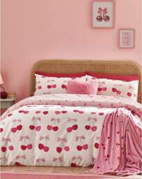 Catherine Lansfield Cherries Duvet Set Pink - Catherine Lansfield - Size: DOUBLE - thumbnail 4