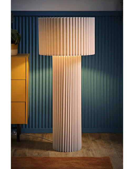 Lenny Grey Ribbed Floor Lamp Grey - ValueLights - image 1