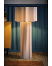 Lenny Grey Ribbed Floor Lamp Grey - ValueLights - thumbnail 1