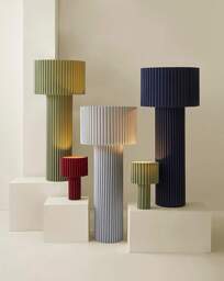 Lenny Grey Ribbed Floor Lamp Grey - ValueLights - thumbnail 5
