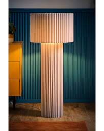 Lenny Grey Ribbed Floor Lamp Grey - ValueLights - thumbnail 3
