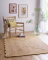Jute Escallop Rug Yellow - Origins - Size: 160X230 - thumbnail 1