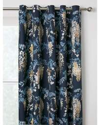 Wisteria Pair of Eyelet Curtains Navy - Dreams & Drapes - Size: 167 x 137cm - thumbnail 1