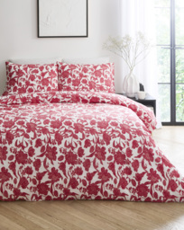 Odette Floral Cotton Blend Duvet Set RED - JD Williams - Size: KING