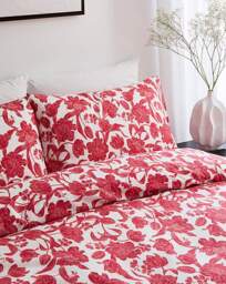 Odette Floral Cotton Blend Duvet Set RED - JD Williams - Size: KING - thumbnail 3