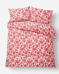 Odette Floral Cotton Blend Duvet Set RED - JD Williams - Size: KING - thumbnail 4