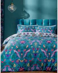 CL Mya Tropical Birds Duvet Set Teal/Purple Print - Catherine Lansfield - Size: SINGLE - thumbnail 3