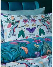 CL Mya Tropical Birds Duvet Set Teal/Purple Print - Catherine Lansfield - Size: SINGLE - thumbnail 2