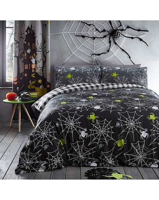 Kids Halloween Spiders Duvet Set Grey Grey - Bedlam - Size: DOUBLE - image 1