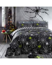 Kids Halloween Spiders Duvet Set Grey Grey - Bedlam - Size: DOUBLE