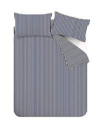 CL Brushed Stripe Duvet Cover Set NVY Navy - Catherine Lansfield - Size: DOUBLE - thumbnail 5