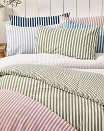 CL Brushed Stripe Duvet Cover Set NVY Navy - Catherine Lansfield - Size: DOUBLE - thumbnail 4