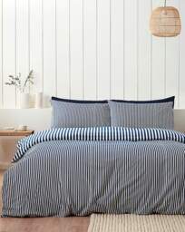 CL Brushed Stripe Duvet Cover Set NVY Navy - Catherine Lansfield - Size: DOUBLE - thumbnail 3